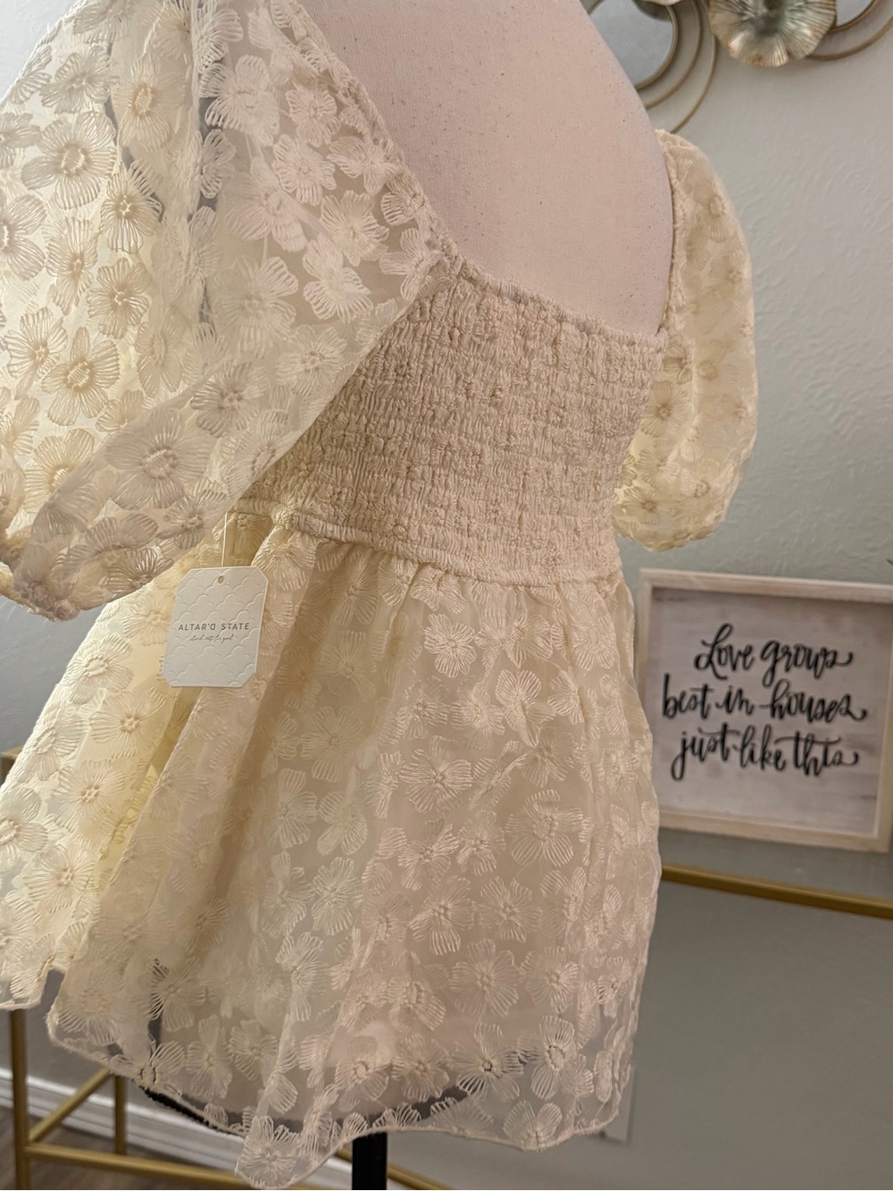 Altar'd State Katy Floral Babydoll Top - Picture 6 of 7